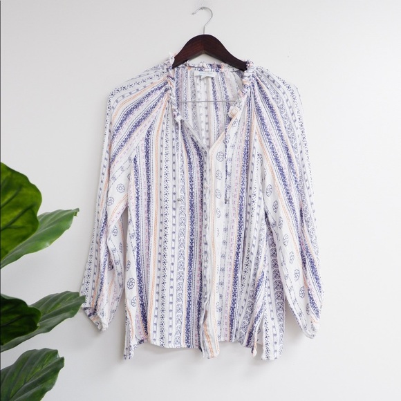 GRACE AND LACE WILLOW BUTTON DOWN PEASANT BLOUSE - Picture 6 of 9